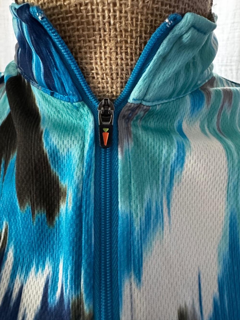 Kerrits Blue Watercolor Print Zip-Up short sleeve